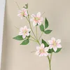 Dekorativa blommor falska för landskapsarkitektur realistisk 5-huvud Clematis Flower Easy Care Simulation Wedding Home Decor Fotunning