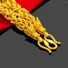 Chains Pure Gold Coating 24k Necklace Dragon Bone For Men Dubai Sand Chain Neck Collar Wedding Engagement Jewelry