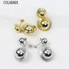 Stud 5 Par Metallic Ball Shape Earrings Chunky Jewelry Gift 18K Gold Plated Earring Female Smycken 30630 231222