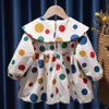 Robes de fille Belle robe à carreaux pour bébé filles Peter Pan Col Printemps Été Dot Casual Robe Enfant Floral Robe À Volants Robe Fille Robe