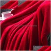 Blankets Red Flannel Blanket Soft Throw On Sofa Bed Plane Travel Plaids Adt Home Textile Solid Color Drop Delivery Garden Textiles Dhlbq