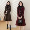 Two Piece Dress Winter Woolen Skirt Suit Women Elegant Korean Thicken Warm Plaid Fashion Short Blazer Casual Evening Party 2-Piece Set