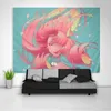 Tapissries Boho Decor Anime Wall Hanging Tapestry Illustration Oljemålning Konst affisch Kawaii Rummet Mural