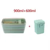 Dinnerware Sets 900ml Healthy Material Lunch Box 3 Layer Wheat Straw Bento Boxes Microwave Storage Container Lunchbox BentoBoxes273b