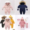 Rompers Winter Baby Jacket Plus Veet Girl Snow-Surow Down Cotton Boy Romper Born Toddler Jumpsuit kläder 221007 Drop Delivery Kids Dhaho