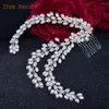 Copricapi A465 Women Pearl Caps Combs Ornamenti per sposa d'argento Ornamenti per gioielli per la tiara da sposa