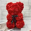 Decorative Flowers Wreaths 25Cm Soap Foam Bear Of Roses Teddi Rose Flower Artificial Year Gifts For Women Valentines Gift Christma Dho8Y