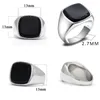 Turkish Ring for Men 925 Sterling Silver Black Square Natural Stone Rings Simple Classic Signet Jewelry to Male Women Gift 231221