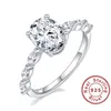 Eheringe glitzern natürlicher Moissanit Gemstone Classic Einfacher Typ 6 Ring für Mädchen 925 Sterling Silber Fine Schmuck 2186