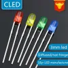Bollen 1000 pcs kleur diffuse 3 mm leds lamp zonder rand rood groen blauw geel witte led -lamp licht in diode279p
