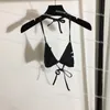 Sexig snörning bikini mode tryckt baddräkt designer halter strand badkläder för sommarpar pool party bikini