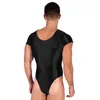 Kadın Mayo Erkekleri Parlak Yüksek Kesik Bodysuit Tek Parçalı Mayo Düz Renk Kısa Kol Tek Tek Mavyeli Sden Jimnastik Yoga Fitness Spor Giyim