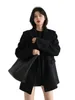 Chic Ven Herumn Winter Winter Koreanische Frauen Wollblazer Baumwollfutter dicke warme Jacke Feste Farbmantel Frauen Büro Dame Tops 231221