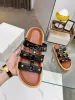 Vegetal Sandals Designer Women Sippers Genuine Leather Tromphe Sandals Three Colors Black Brown White Lady Fashion Slides Casual Roman Mules Sandals Size35-41