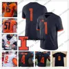 Jam Custom Illinois Fighting Illini 2019 Piłka nożna Dowolna nazwa Numer Navy Blue Orange White #1 Isaiah Williams 18 Brandon Peters NCAA Jersey 4xl