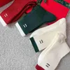 Athletic Socks Designer Trendy and fashionable red, white, and green letter color matching Christmas and New Year boxed medium length cotton socks for women