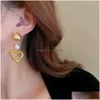 Charm Sier Needle Hollowed Out Metal Love Pearl Fashionable and High-End Feel Versatile Temperament Earrings With Heart Drop Deliver DHF0Y