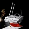 1500 ml Crystal High Wine Spiral 6-vormige set-grade wijnbaan geschenkdoos Harp Swan Decanter Creative Wine Separator Bar Sets 231222