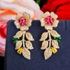 TROIS GRACES BIG FLOWER CUBIC ZICCONIA CHOKER CONCUTER BUDAL AFRIGNIER Collier de fête de mariage Boucles d'oreilles Set JS637 231221