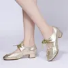 Dress Shoes Ladies Dancing Prom Ballroom Latin Ballet Round Toe Lace Up Square Low Heels Solid Soft Leather Women Plus Size34-42