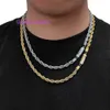 6mm Jewelry Sets Twisted Chain Hip Hop Rope Chains for Men Women Trendy Choker Necklace Bracelets 316L Stainless Steel Moissanite Snap Hook Gold Plated