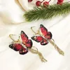 Dangle Earrings Fashion Red Glitter Resin Butterfly Exaggerated Suitable For Women Christmas Holiday Decoration Party Birthday Gift