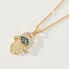 Colliers pendentifs Collier pour les yeux Fatima avec cœur Blue Evil Hamsa Hand pour femmes Turc Spiritual Protection Bijoux Gift