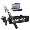 Lixada 2 1m 2 M 3 m Télescopique Roupe de pêche combo kit complet kit en fibre de carbone Bagure de rotation de pôle