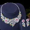 TROIS GRACES BIG FLOWER CUBIC ZICCONIA CHOKER CONCUTER BUDAL AFRIGNIER Collier de fête de mariage Boucles d'oreilles Set JS637 231221