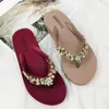 Flops Rhinestone Kampy Kapcie Letnie klapki Kryształowe Bling Buty plażowe na zewnątrz płaskie swobodne sandały zapatos de Mujer HH729