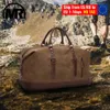 MARKROYAL Canvas Leather Men Travel Bags Carry On Luggage Bag Duffel Handbag Tote Large Weekend Drop 231221