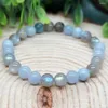 Länkarmband MG1978 8 mm Aquamarine Labradoritorite armband Kvinnor Mens Emf Energy Protection Jewelry