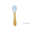 Baby Spoon Silicone Cutlery Infant Auxiliary Cutlery Boys Wood Handle Kids Training Spoons Home Ceriesware Kitchen Accessoriesth1251