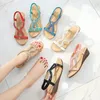 Teli Timetangsummer Sandals for Women Bohémien Couture Crystal Wedge Sandals Gladiator Big Size Women Beach Shoes Apri Punta Mer sposa