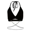 Tanks pour femmes Summer Punk Metal Chain Decoration Crops Tops Womens Camisole Fashion Sexy Club Club Party Souples