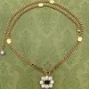 Men Women Designer kettingen Luxe sieraden Rhinestone G Chains Designers Nekkleding feest Gold Pearls ketting diamanthangers wit330o