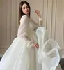 Magnifique robe de mariée en ligne Femme 2024 High Neck Long Puff Man Guff Organza Bridal Bride Bride Vestido de Novia Robe de Mariage