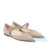 Sommersandal -Freizeitschuh für Frauen Wohnungen adembellierte Wildleder Ballerina Flats Perlengurt Hochzeitsfeier Dressschuhe