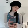 Berets Korean Blogger Style Velvet Large Bow Beret süße stilvolle Frauen Herbst Winter Wärme süße schwarze Pilzhutmädchen