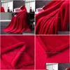Blankets Red Flannel Blanket Soft Throw On Sofa Bed Plane Travel Plaids Adt Home Textile Solid Color Drop Delivery Garden Textiles Dhlbq