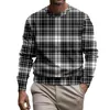 Heren t shirts t-shirt herfst/winter plaid geprinte lange mouwen sportshirt buitenshuis losse print kleding