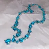 Anhänger Luxus 50 mm Meerblau Zirkon Silber Farb Halskette glänzende Zirkonia -Kristall -Tennis -Pullover Lange Halsketten für Damen