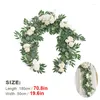 Decorative Flowers 180CM Artificial Table Runner Champagne Garland Willow Party Wedding Centerpieces For Garden Dinner Bridal Shower Decor