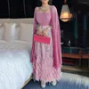 Party Dresses Exquisite Evening Square Neck Long Sleeve Straight Ankle-Length Prom Gown Patchwork Feathers Backless Dress