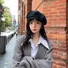 Big Solid Color Beret Octagonal Caps For Women Men French Lazy Street Artist Painter Hats Cotton Short Eaves Pleats Baseball Cap 231221