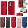 Zipper Leather Wallet Cases For Huawei Nova 12 Pro Enjoy 70 Honor 100 X50I+ Samsung Galaxy A35 Business Coin ID Money Card Slot Holder Magnetic Flip Cover Pouch Strap