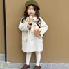 2023 Winter Turn down Collar Full Sleeve Single Breasted Cotton Solid Thick Soft Comfortable Warm Simple Kids Girls 231221