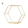 Decorative Plates Black/Gold Nordic Style Double Hexagonal Iron Stand Small Pot Wall Holder Shelf Decoration Storage Decror