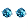 Luckyshine 12 paires Bleu Zircon Crystal Stud Oreille de boucle d'oreille Simple Small Stud Moucles d'oreilles pour femmes Gift de la Saint-Valentin 8 8 mm265y