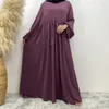 Ethnic Clothing Plain Abaya Dress Long Sleeve Front Zip Muslim Women Loose Robe African Dresses Islam Dubai Modest Kaftan Garment